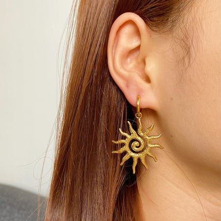 1 Pair Classic Series Retro Sun/Moon Stainless Steel  Dangle Earrings 2