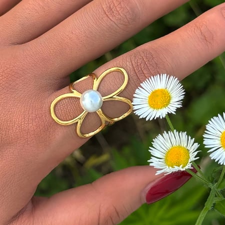 1 stuk eenvoudige elegante bloemvormige roestvrijstalen gouden statement ringen 2