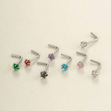 1 Piece Stainless Steel Zircon Nose Stud 2