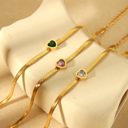 1 Pair Romantic Series Classic Heart Stainless Steel  Chain Bracelets 2