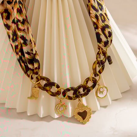 1 stuk luipaard stoffen hanger ketting