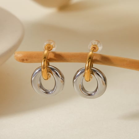 1 par de pendientes geométricos de acero inoxidable para mujer, serie simple, para uso diario