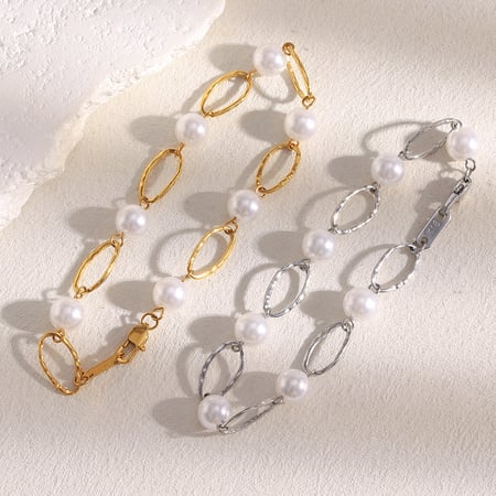 1 Piece Classic Series Oval Stainless Steel Gold Color Women's Chain Bracelets 2