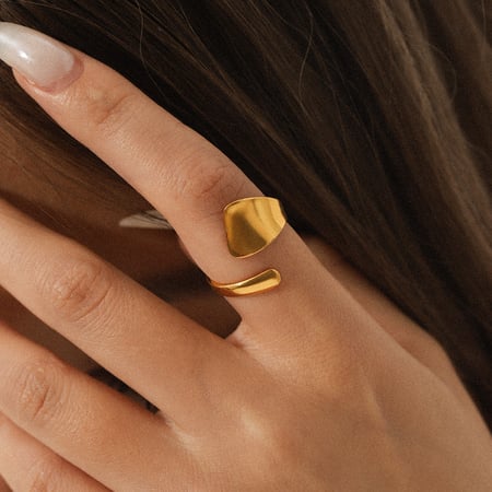 1 pieza de anillos de acero inoxidable con forma irregular, sencillos y llamativos para uso diario. 2