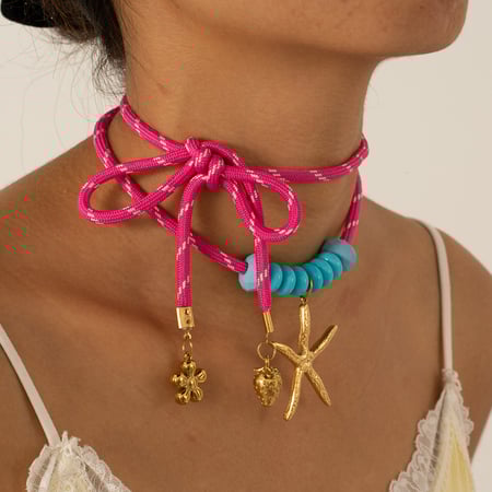 1 Piece Vacation Flower Starfish Stainless Steel Gold Color Women's Pendant Necklaces 2