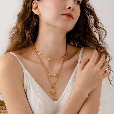 1 Piece Luxurious Series Retro Geometric Stainless Steel  Pendant Necklace 2