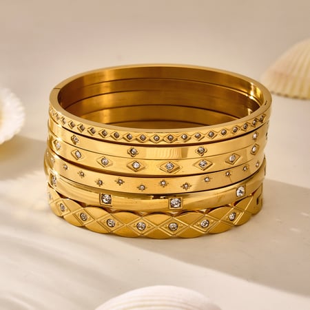 1 Piece Classic Irregular Shape Stainless Steel Gold Color Women's Bangles