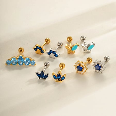 1 Adet Çiçek Bakır Zirkonyum Piercing Küpe 2