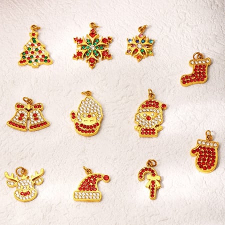 1 pieza de colgantes de acero inoxidable dorados de la serie Christmas Zircon para mujer