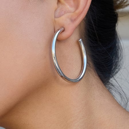 1 Pair Classic Circle Stainless Steel Gold Color Women's Hoop Earrings