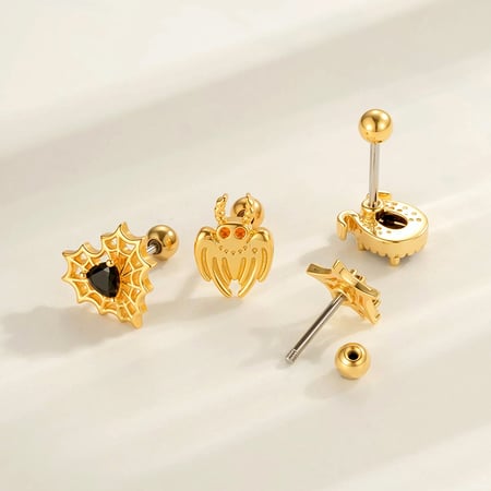 1 pezzo di orecchino piercing in zircone color oro rame animale