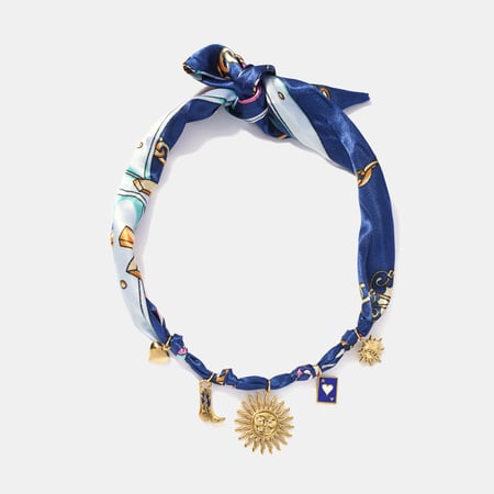 Sun roestvrijstalen gouden stoffen hangerketting