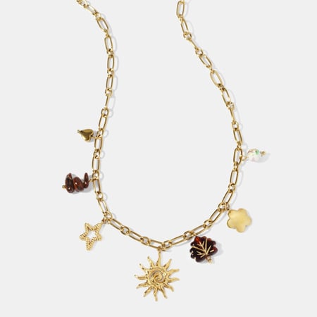Sun roestvrijstalen gouden hanger ketting 2