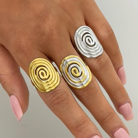 1 stuk Casual Circle roestvrij staal goudkleurige dames statement ringen 2