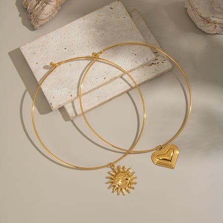 1 stuk Hart Zon Roestvrijstalen Goudkleurige Bedelketting