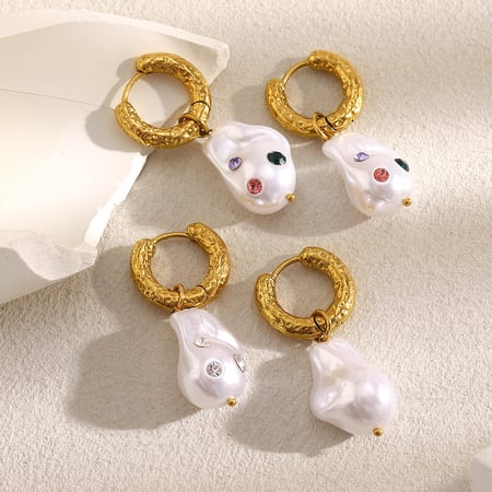1 par de pendientes colgantes de acero inoxidable para mujer, sencillos y de uso diario, con forma irregular 2