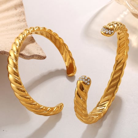 Bracciale rigido color oro in acciaio inossidabile con 1 filo