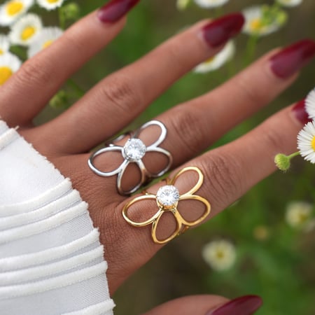 1 Piece Simple Series Daily Flower Stainless Steel  Women's  Statement Rings 2