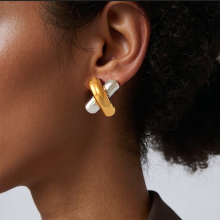 1 Piece Simple Series Daily Patchwork Stainless Steel Gold Color  Women's Stud Earrings 2