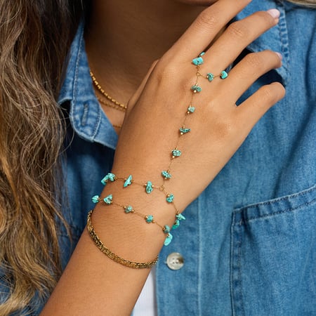 Bracelet en perles de calaïte pour femme, 1 pièce, en acier inoxydable, couleur or 2