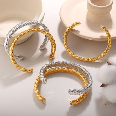 Bracciale rigido color oro in acciaio inossidabile con 1 filo 2