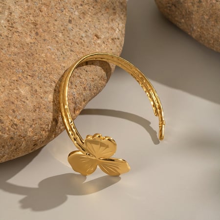 Braccialetti da donna color oro in acciaio inossidabile con fiore personalizzabile, 1 pezzo