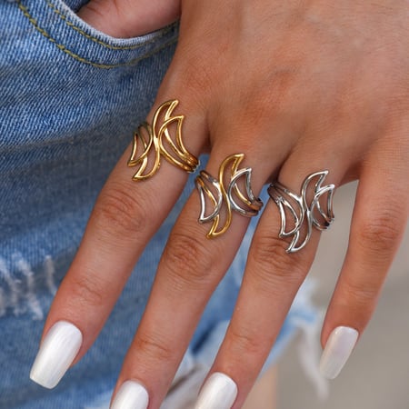 1 stuk casual onregelmatige vorm roestvrij staal goudkleurige statement ringen