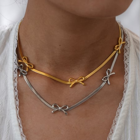 1 Stück einfache Halskette mit Schleifenknoten aus Edelstahl für Damen