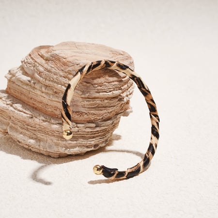 1 Stück Retro Leopard Leder Legierung Manschette Armband 2
