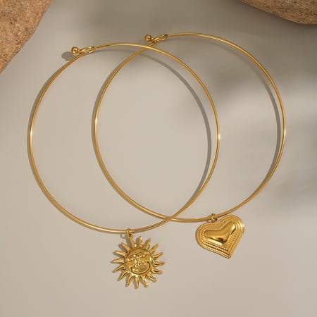 1 stuk Hart Zon Roestvrijstalen Goudkleurige Bedelketting 2