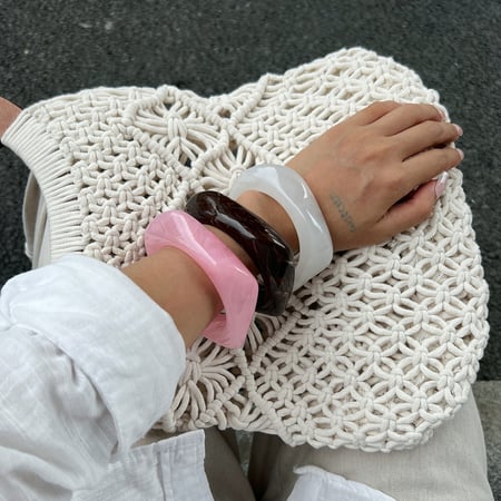 Bracelet jonc rétro en résine de forme irrégulière et dégradé de couleurs, 1 pièce 2