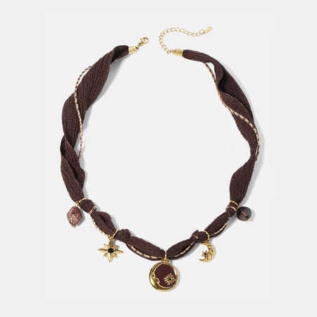 Collana con ciondolo in acciaio inossidabile e luna smaltata 2