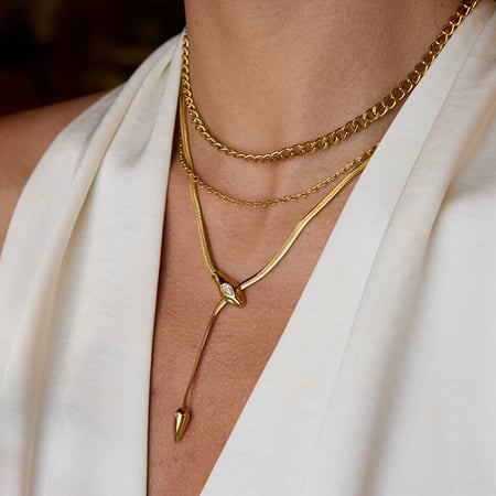1 collar con colgante de serpiente brillante de acero inoxidable color dorado para mujer 2
