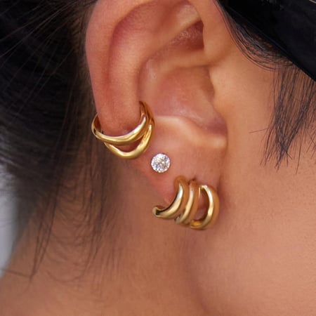 1 Pair Irregular Shape Stainless Steel Gold Color Women's Stud Earrings 2