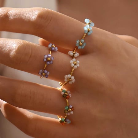 1 Piece  Casual Flower Stainless Steel  Gold Color Women’s Statement Rings