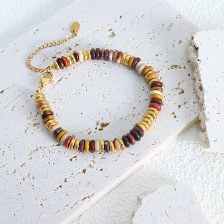 Retro kralen roestvrij staal goudkleurige natuursteen dames sieraden sets