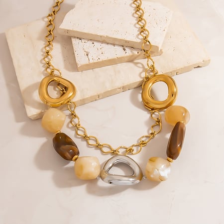Collar clásico de cuentas de resina de 1 pieza 2