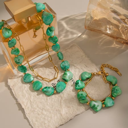 Ensemble de colliers en acier inoxydable avec coquillages naturels 2