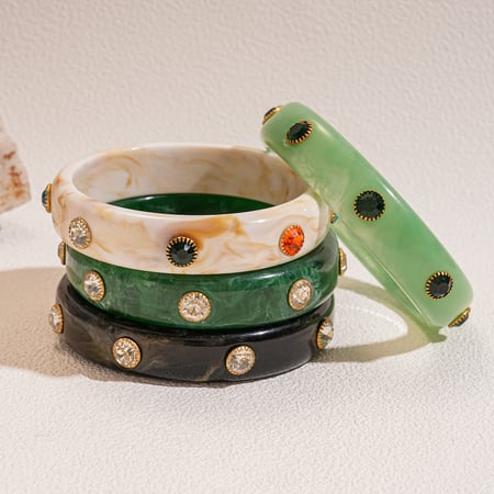 Bracelet jonc rétro en acrylique dégradé de couleurs, 1 pièce