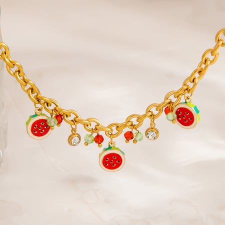 1 stuk eenvoudige, mooie fruitarmbanden van roestvrij staal in goudkleur voor dames 2
