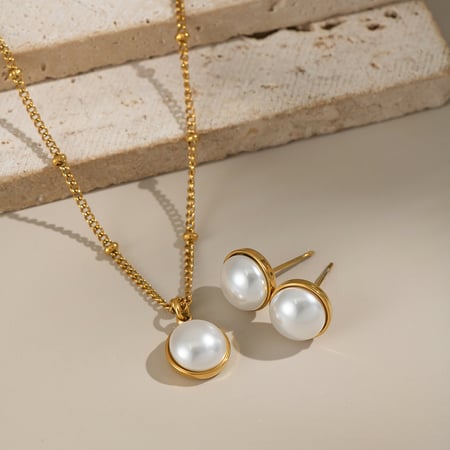 Conjuntos de joyas para mujer de acero inoxidable color dorado de Daily Circle 2