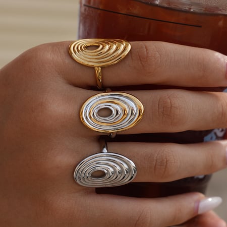 1 Piece Simple Series Retro Circle Stainless Steel  Women's Statement Rings