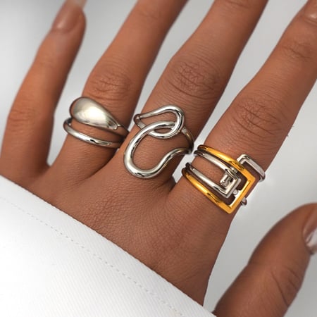 18K Gold Plated Stainless Steel Statement Rings irregular shape Elegant Daily Gathering/Party Simple Series Women's jewelry 2