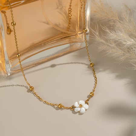 1 Piece Shell Flower Stainless Steel Gold Color Charm Necklace 2