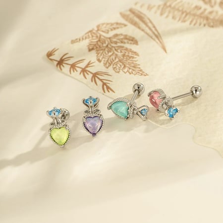1 stuk hart koperen zirkoon piercing oorbel 2