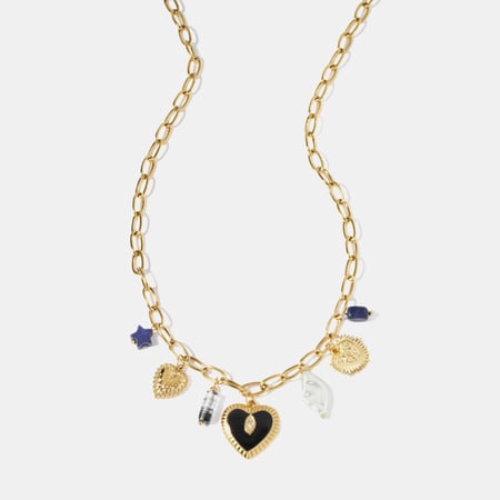 Collana con ciondolo a forma di cuore in acciaio inossidabile color oro