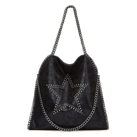 Bolso de mano moderno de PU con remaches y estrellas para mujer, 1 pieza 2