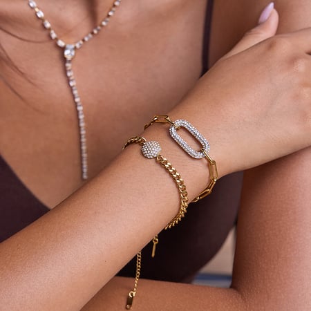 1 Stück luxuriöse Calaite Edelstahl Gold Farbe Damen Kettenarmbänder 2