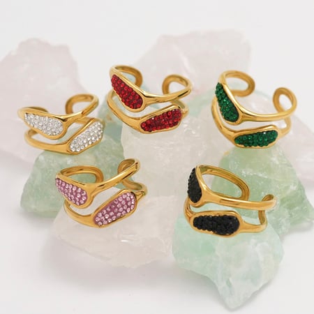 1 Stück einfache, unregelmäßig geformte Statement-Ringe aus Edelstahl in Goldfarbe 2
