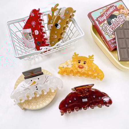1 Stück Cuat Weihnachten Schneemann Muster Geschenk PVC Damen Haar Krallen 2
